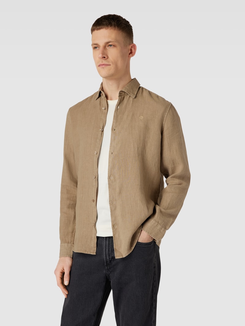 Freizeithemd mit Label-Stitching in haselnuss braun