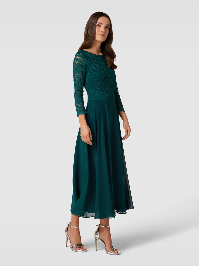 Cocktailkleid aus Häkelspitze in dunkelgrün