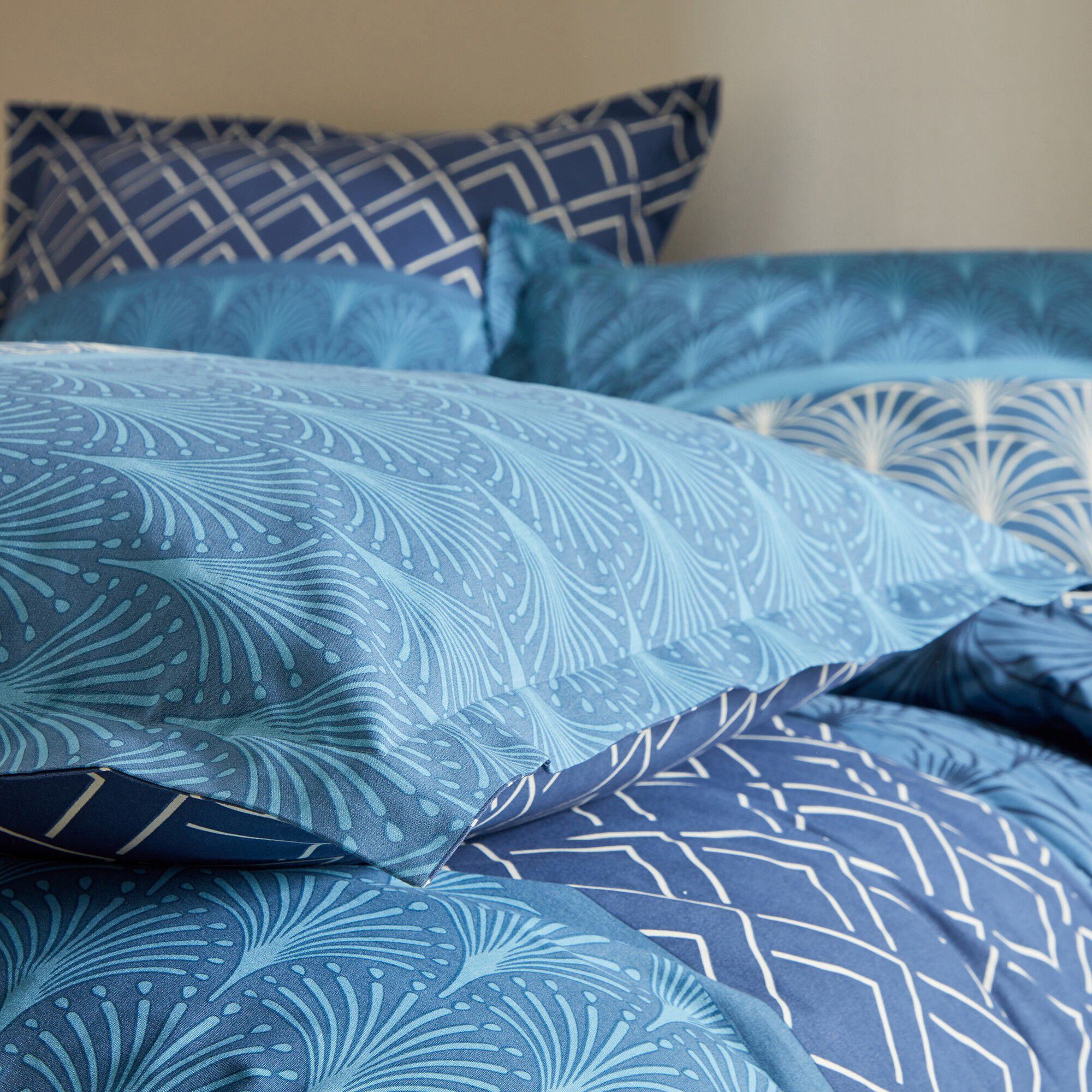 Linge de lit Eddy en coton à motifs graphiques