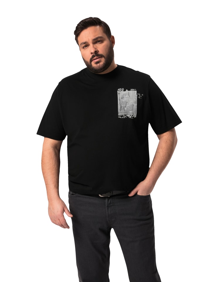 Men Plus Kurzarm T-Shirt in schwarz günstig kaufen