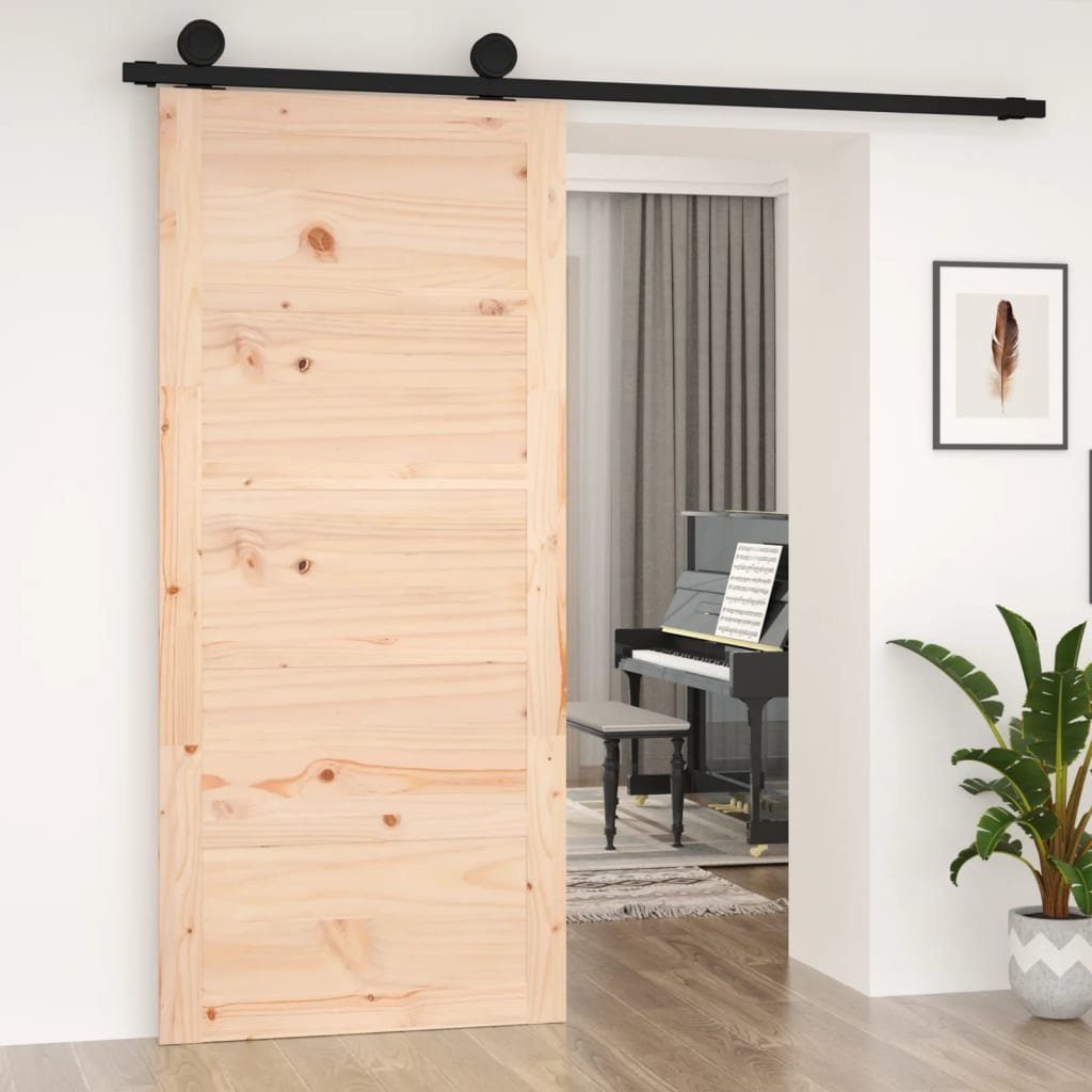 vidaXL Schiebetür Scheunentür 90x1,8x204,5 cm Massivholz Kiefer (1-St)