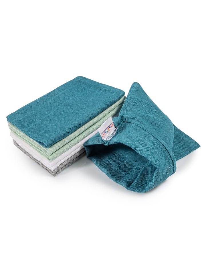 Makian Mull-Waschhandschuh 8er Pack 15 x 20 cm - Patina / in gruen,grau günstig kaufen onesize