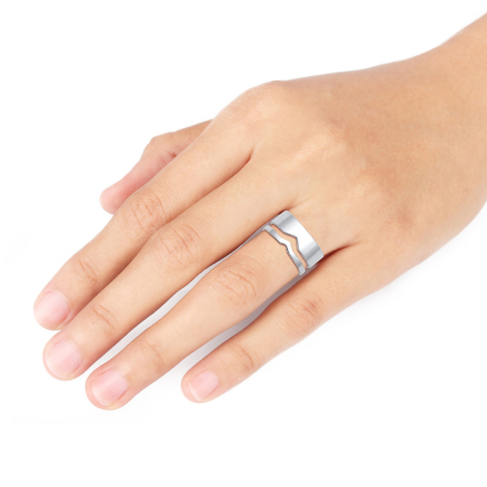 Elli Elli Bague Femme Découpée Tendance de Base en Argent Sterling 925 Bague