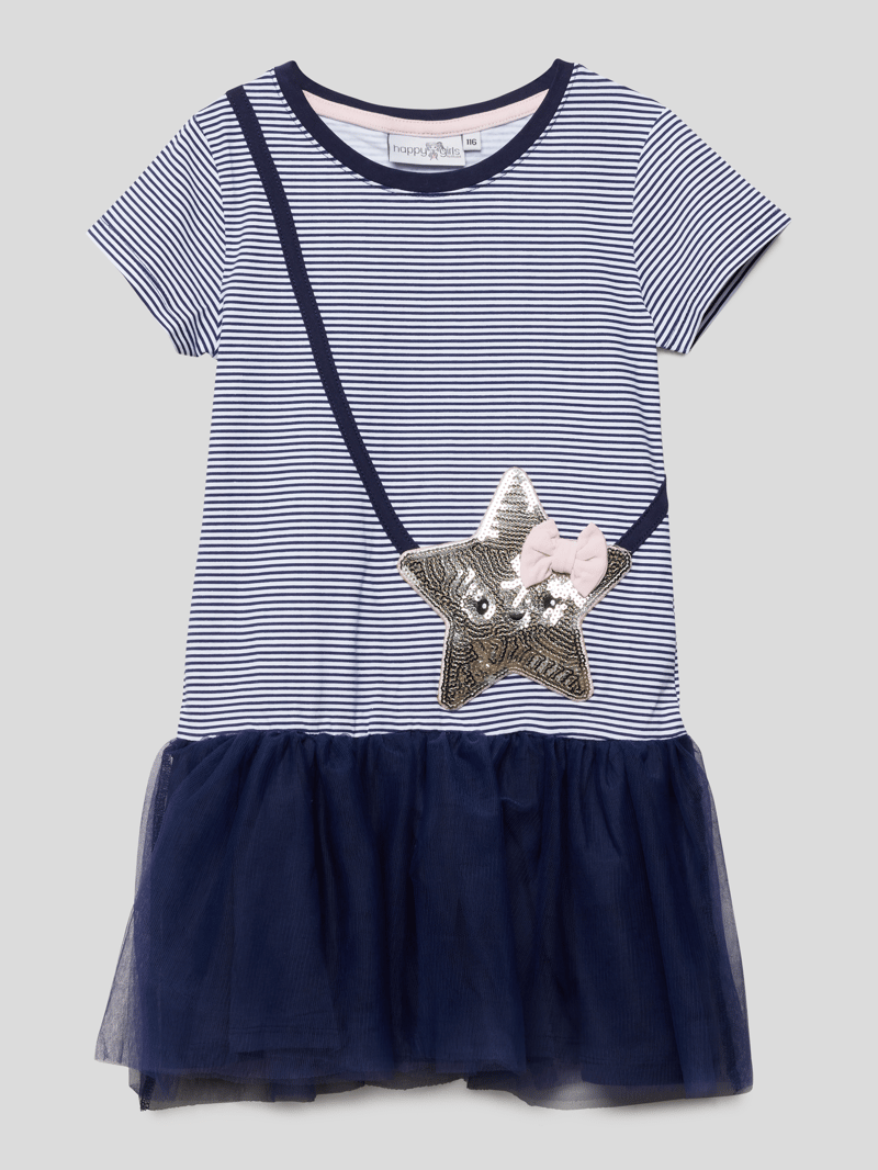 Kleid mit Streifenmuster in marineblau
