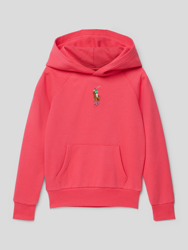 Hoodie mit Label-Stitching in pink