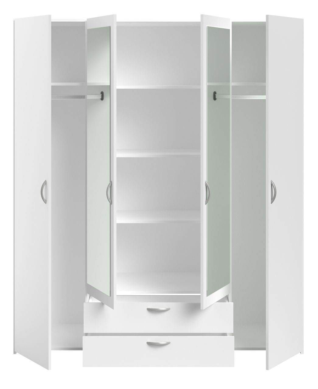Parisot Parisot, Daily 3, Kleiderschrank 4-türig, mit Spiegel, weiss