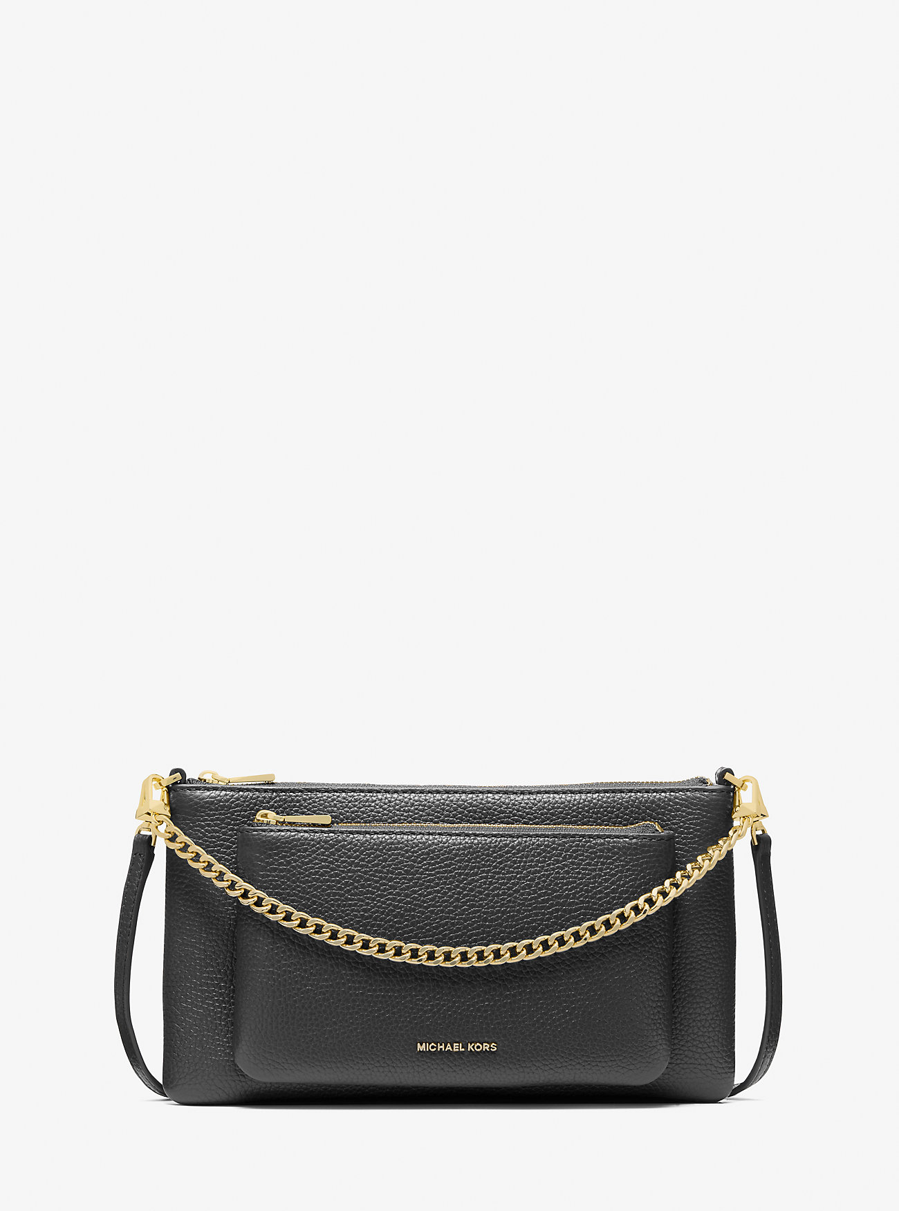 Jet Set Medium Pebbled Leather Convertible Crossbody Bag - BLACK