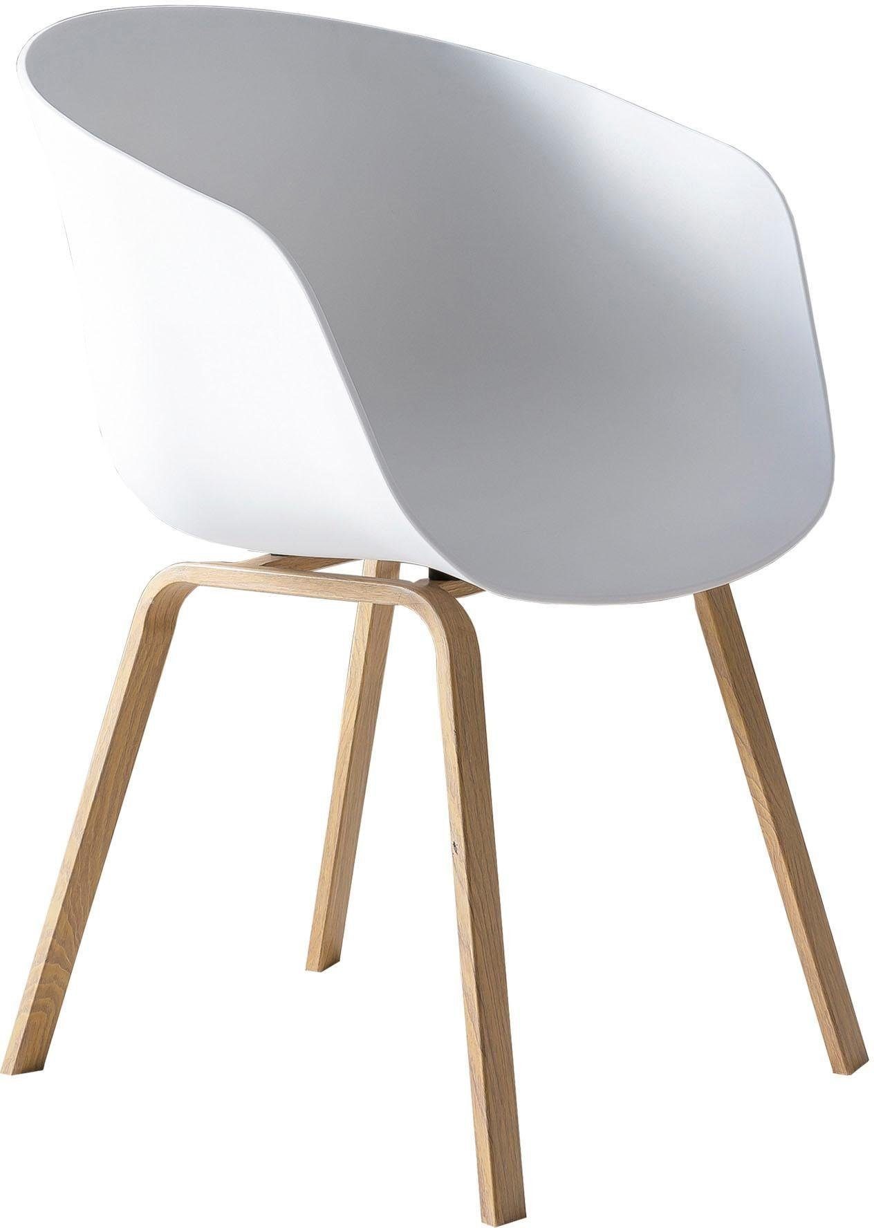 SalesFever Schalenstuhl (Set, 2 St), Metallbeine in Holzoptik
