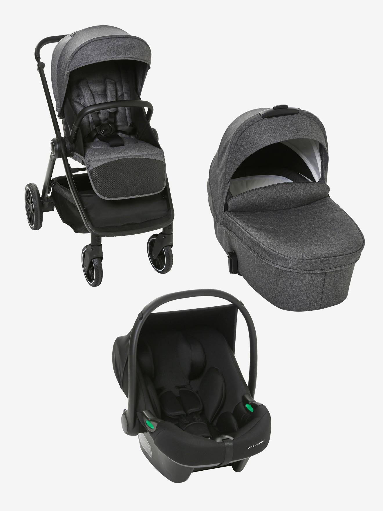 Vertbaudet Kombi-Kinderwagen AURIGA mit Babyschale & Babywanne - schiefergrau