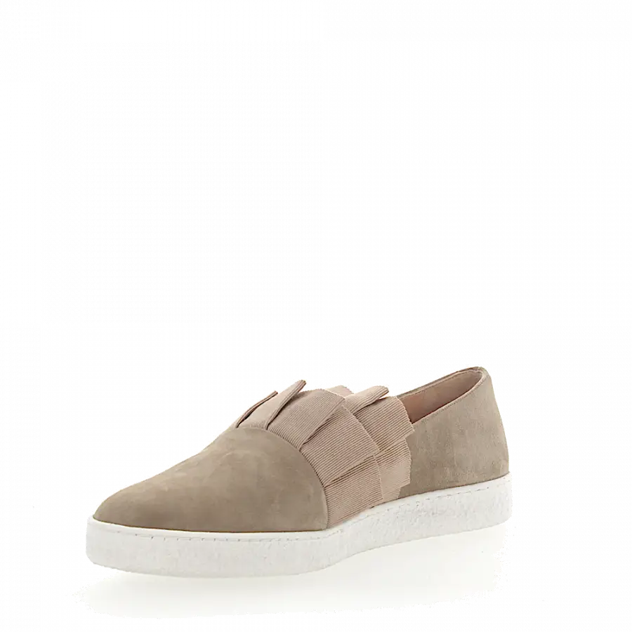Unützer - Sneaker 8249 Veloursleder beige Stoff Raffung - grau