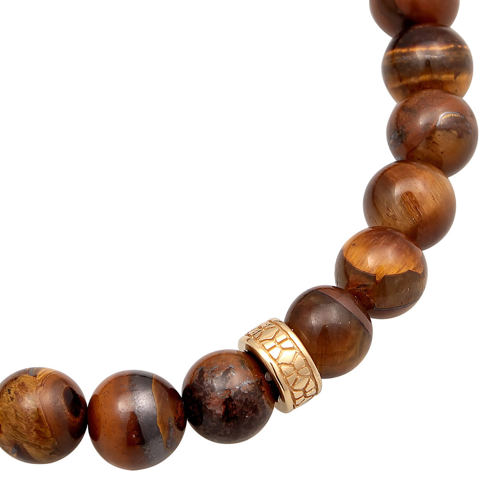 KUZZOI KUZZOI Bracelet Hommes perles vintage avec œil de tigre en argent sterling 925 Bracelet