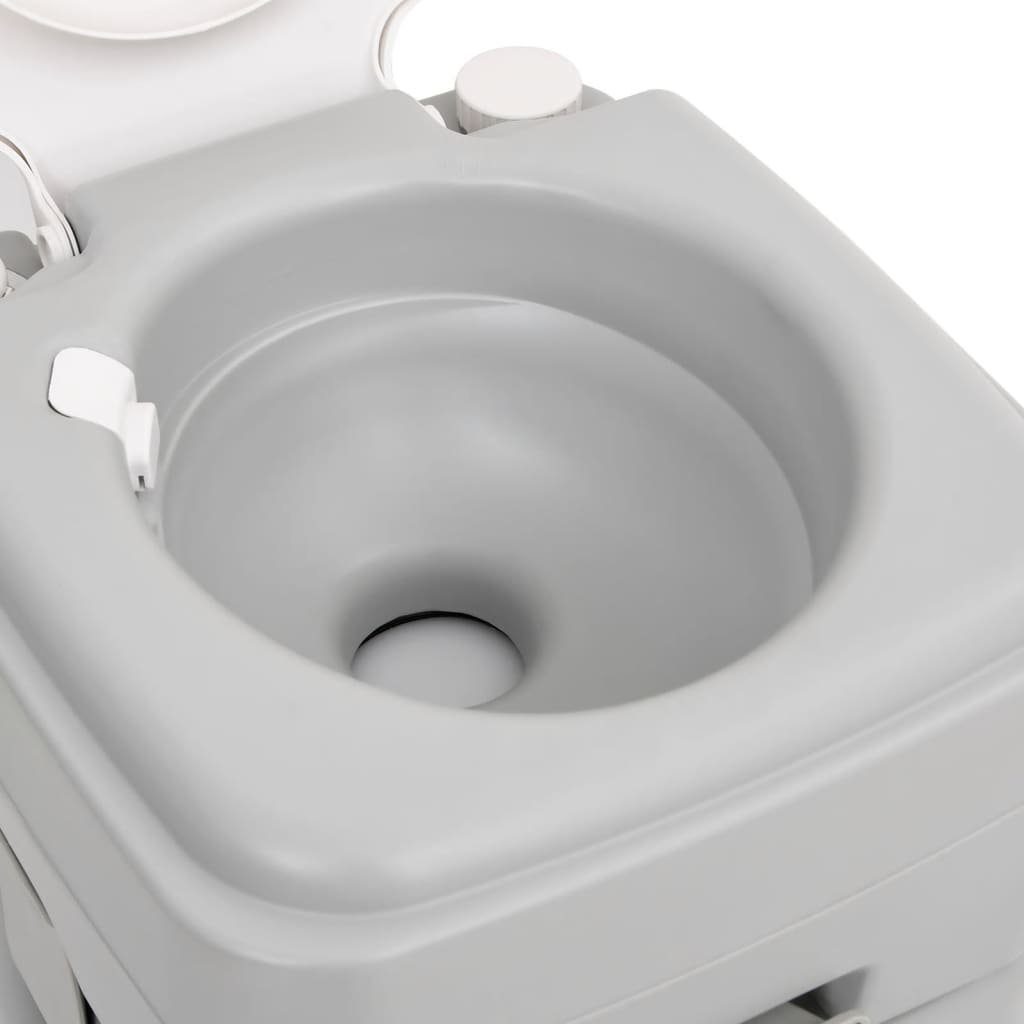 vidaXL Campingtoilette Camping-Toilette Tragbar Grau und Weiß 20 10 L HDPE