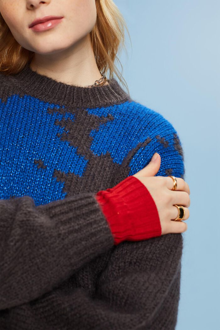 Strickpullover mit Jacquard-Motiv im Metallic-Look