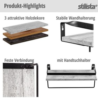 STILISTA Wandregal Küchenregal Wandboard Schweberegal Badregal, Set, Hängeregal, Volato Duo, 2er Set, mit Handtuchalter, Farbwahl