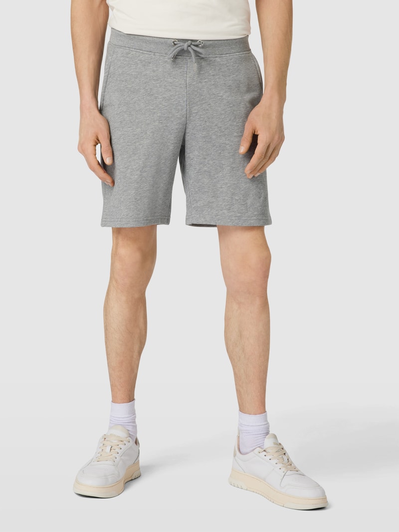 Sweatshorts mit Label-Stitching in flanell meliert