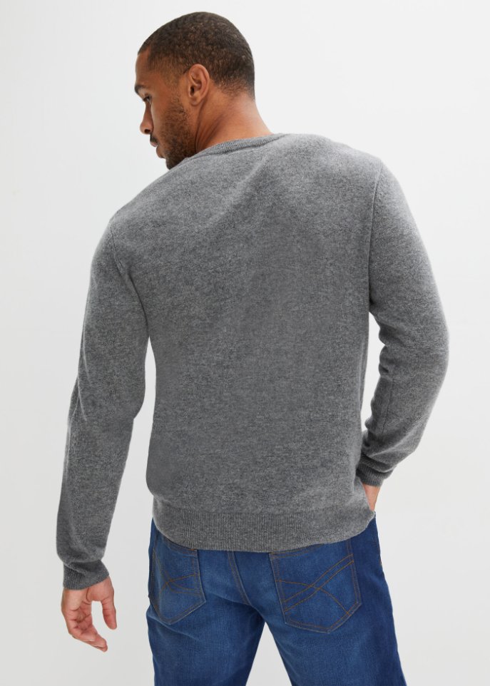 Premium Woll-Pullover mit Good Cashmere Standard®-Anteil, V-Ausschnitt