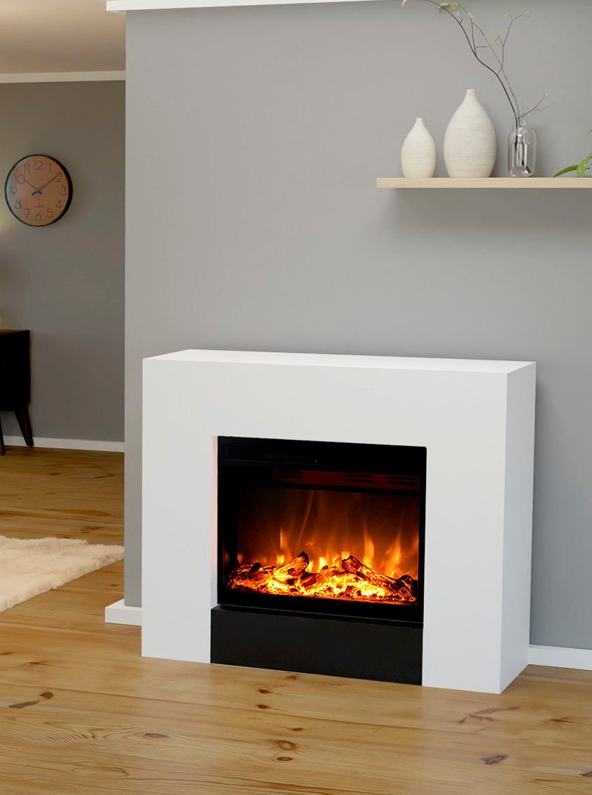 GLOW FIRE Elektrokamin Metis L LED, LED Kamin mit Heizung, mit 3-fach Farbwechsler und Knisterfunktion