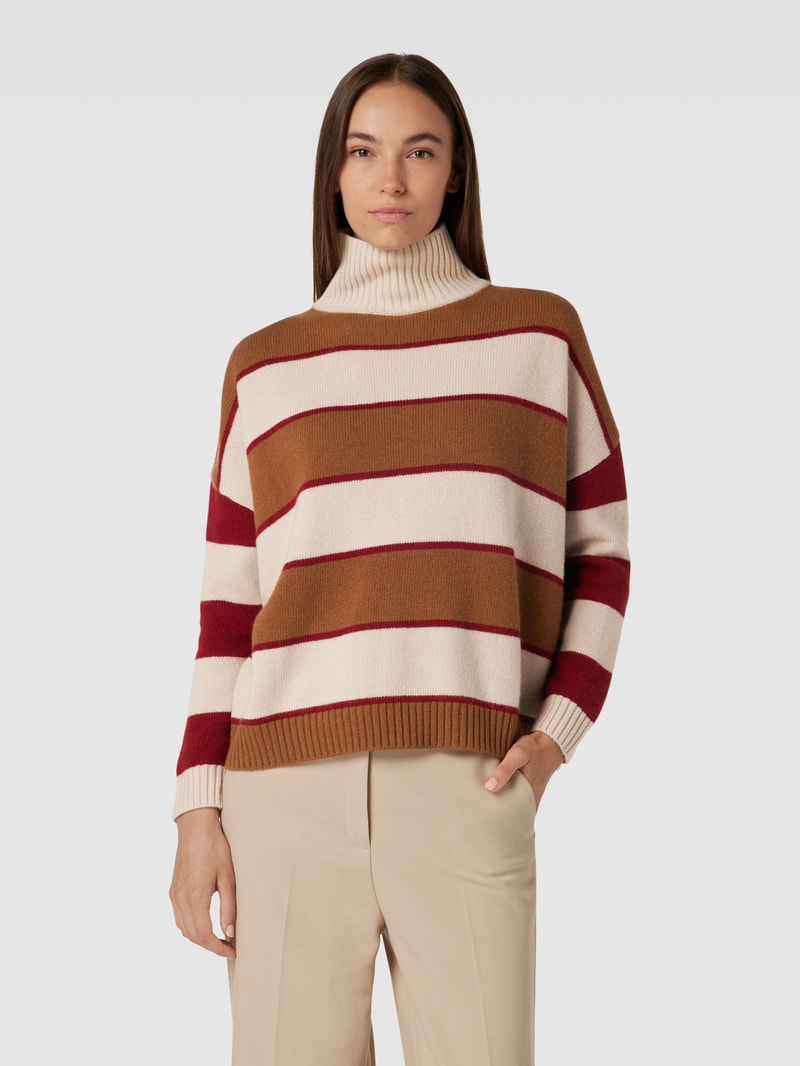 Strickpullover mit Stehkragen Modell 'BENITO' in camel meliert