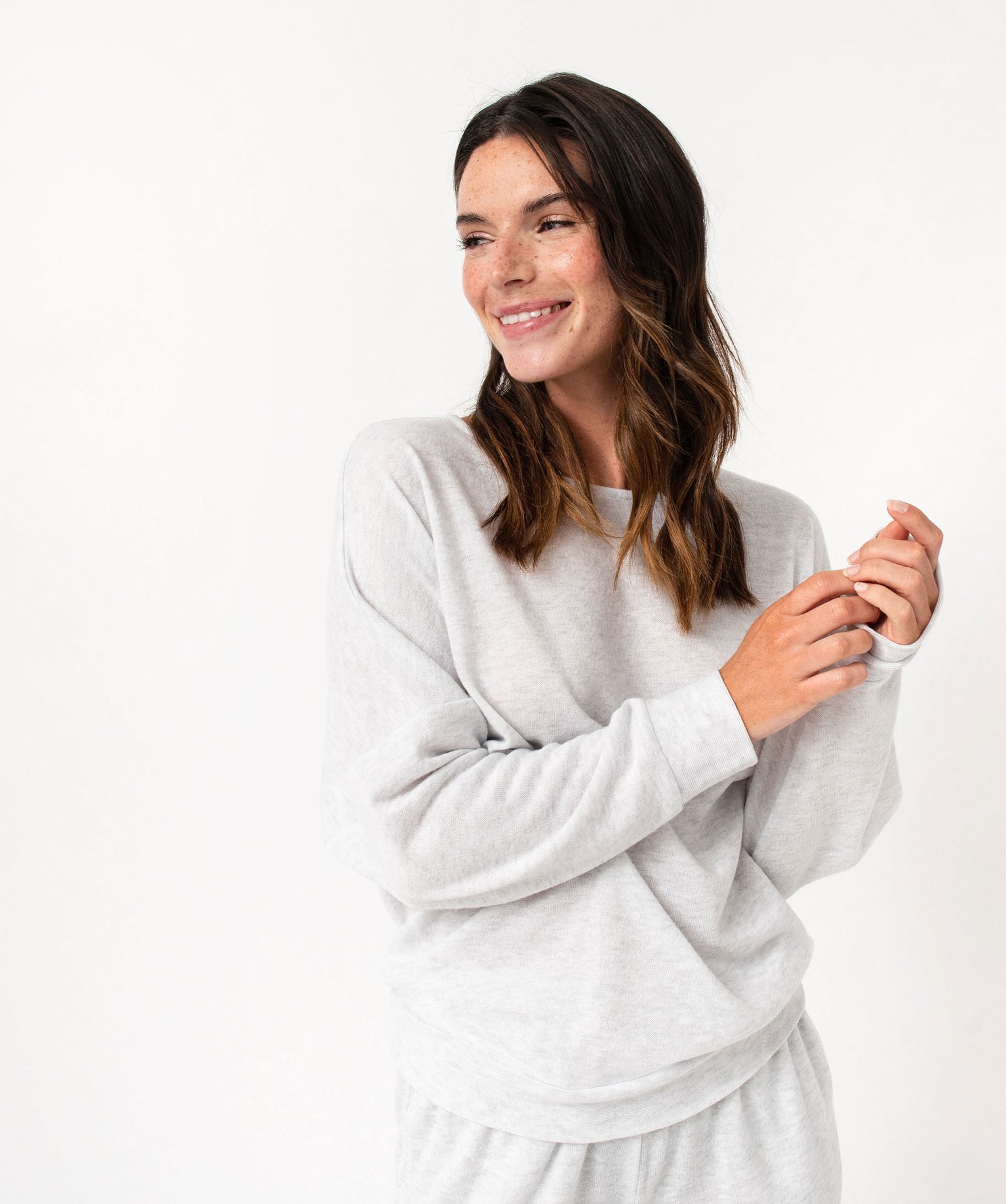 Haut de pyjama à manches chauve-souris femme gris clair | GEMO