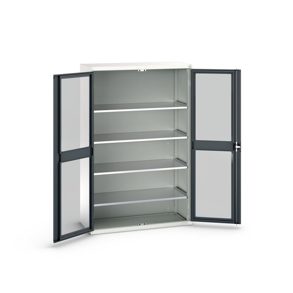 Bott 16926663.19 Verso systemskåp 1300x550x2000mm 4 hyllor 2 glasdörrar RAL 7016
