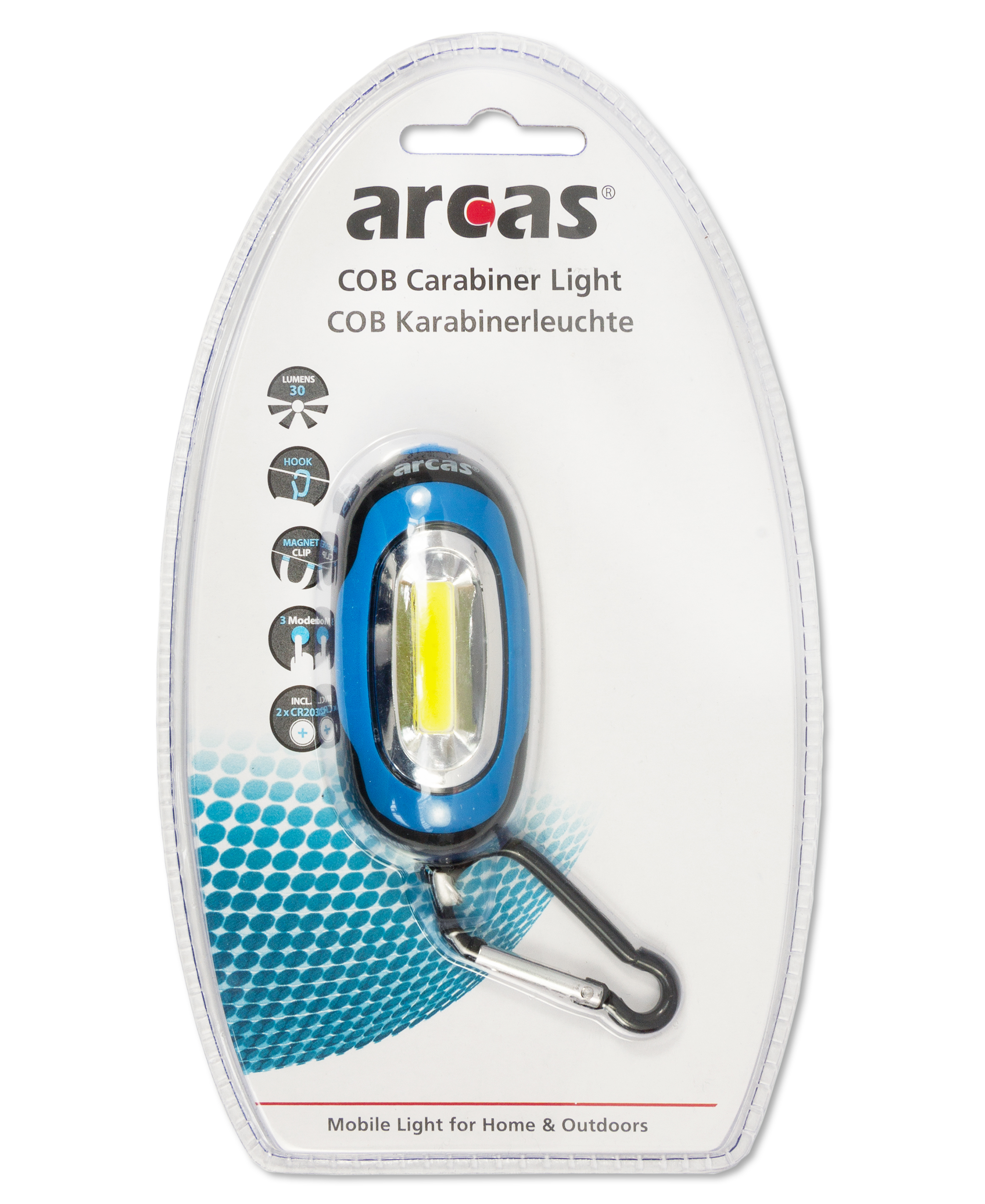 COB Karabiner Schlüsselleuchte von Arcas, farblich sortiert, 1 Stück - ATU