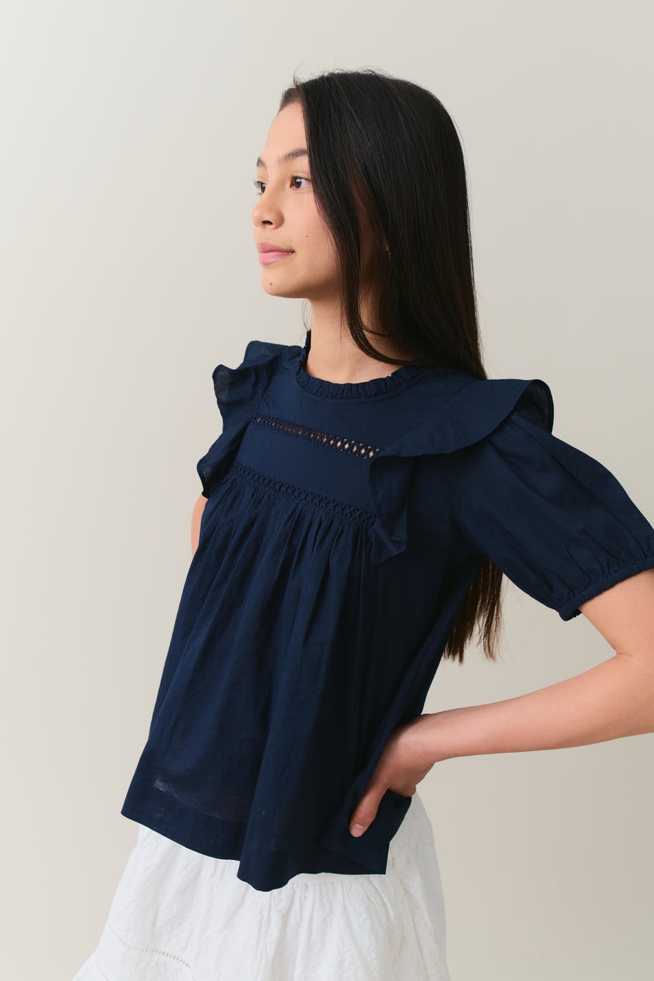 Y puffsleeve lace top
