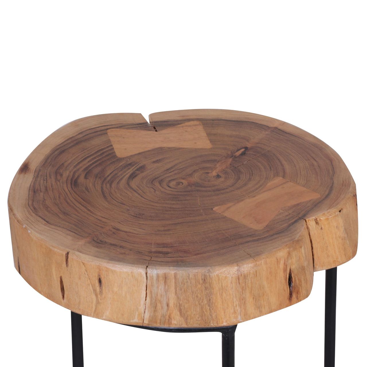Wohnling Akazie Beistelltisch 28 x 28 x 55 cm in Baumstammform Neu