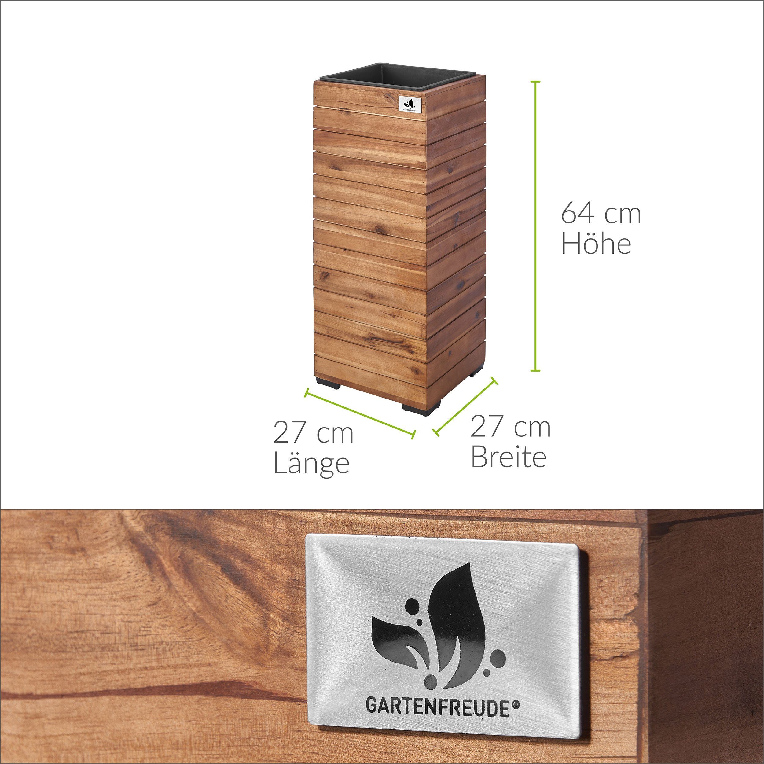Gartenfreude Pflanzkübel Pflanzgefäß Holz horizontale Lamellen Optik