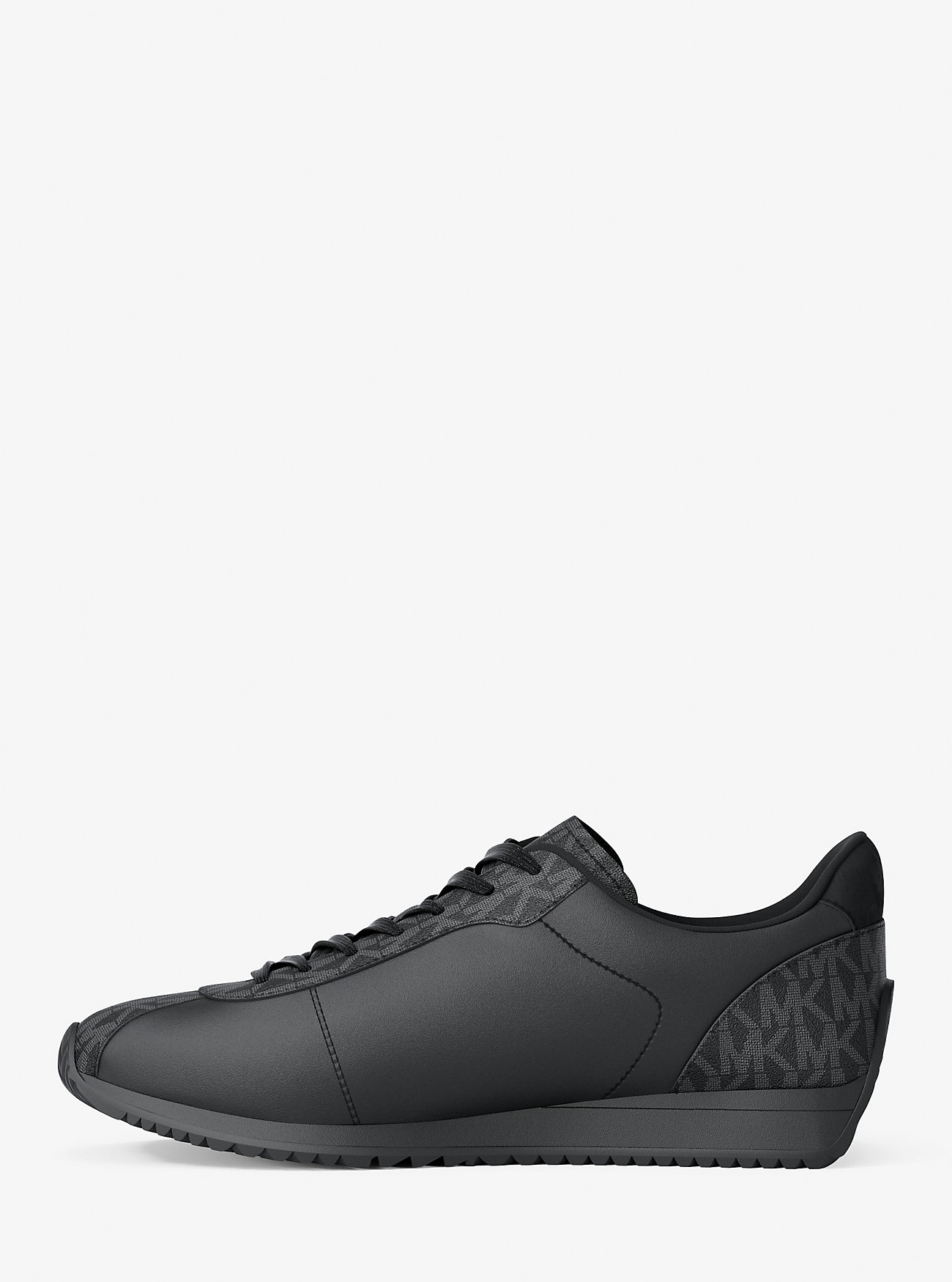 Buty sportowe Rhodes Signature z logo i skóry – CZARNE/CZARNE