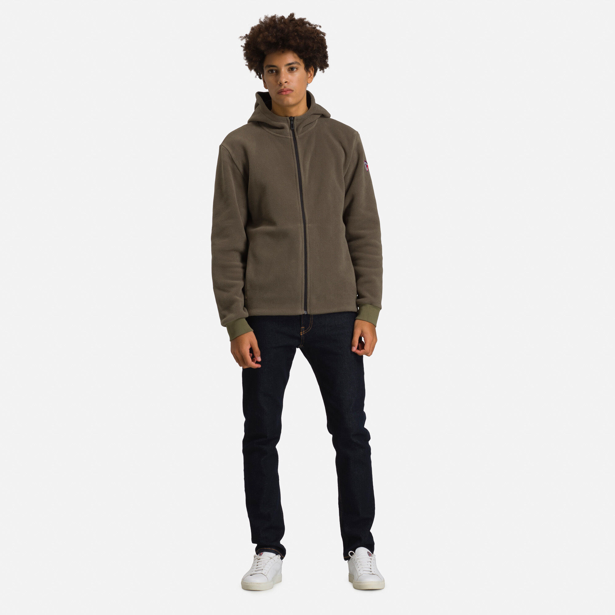 Pull en polaire à capuche zippé Homme