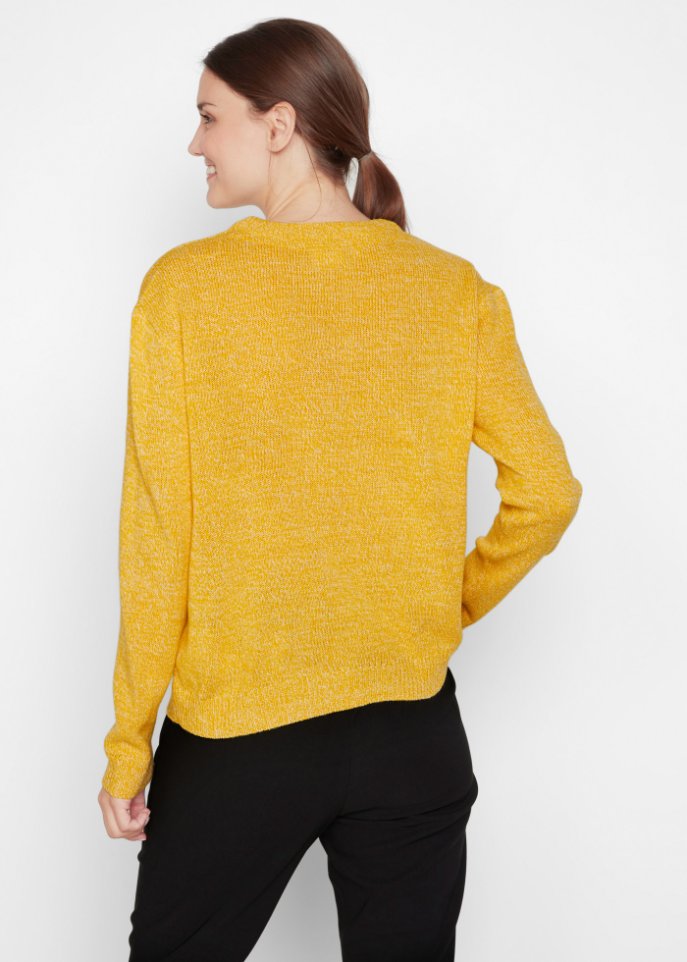Strick-Pullover mit Rundhals-Ausschnitt in Melange
