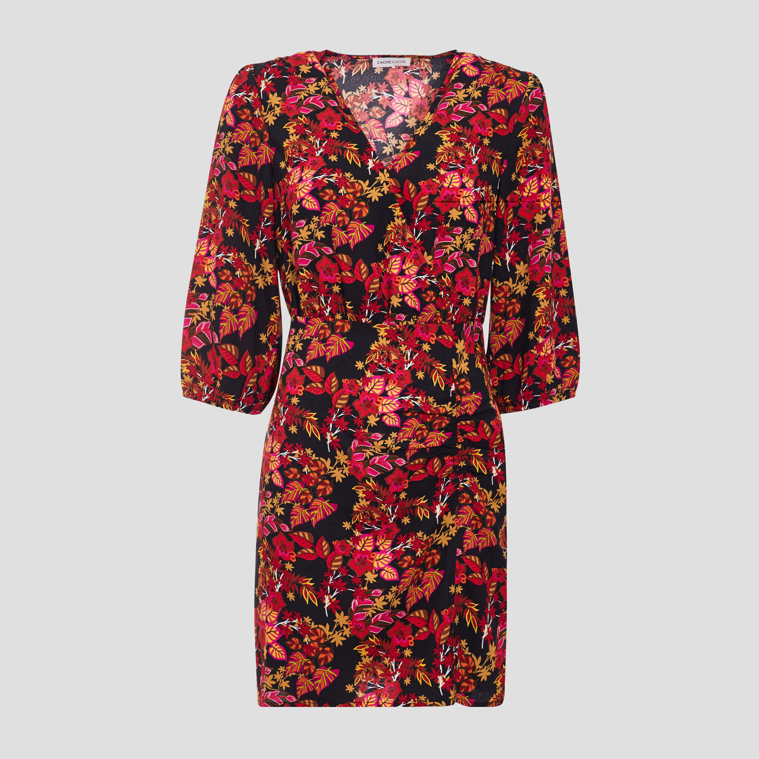 Robe droite manches 3/4 noir femme | Cache Cache