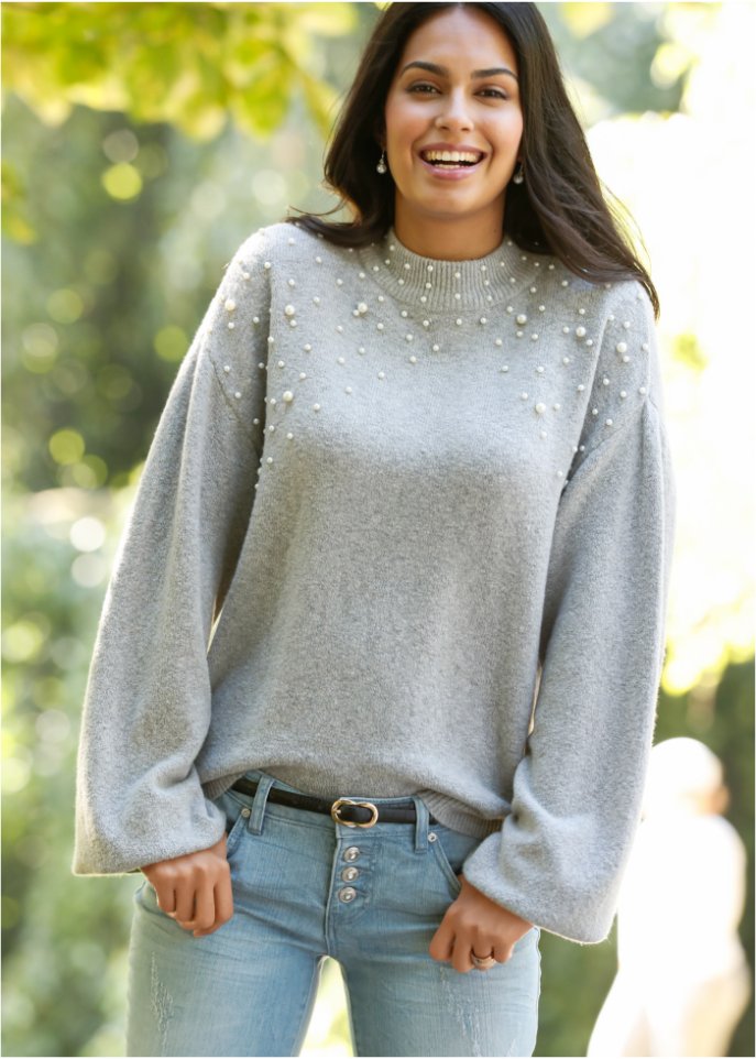 Strickpullover mit Perlen