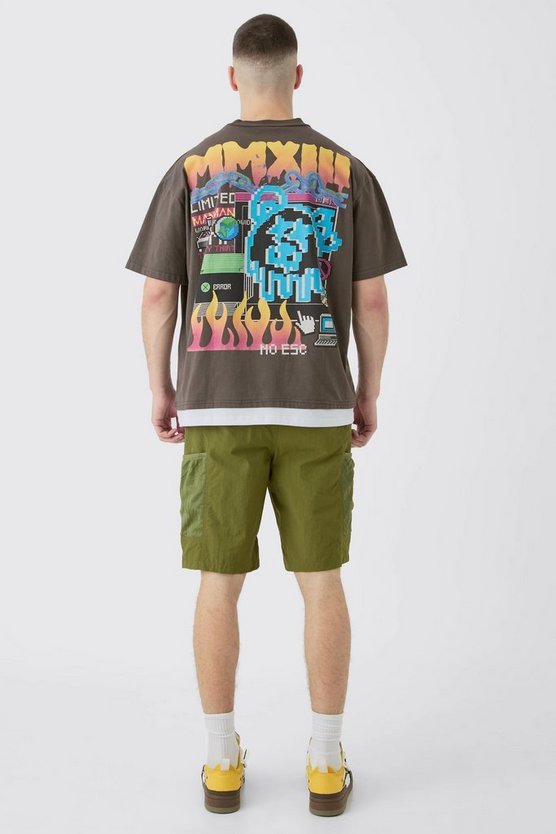 Tall Utility-Shorts mit elastischem Bund und Mesh-Tasche
