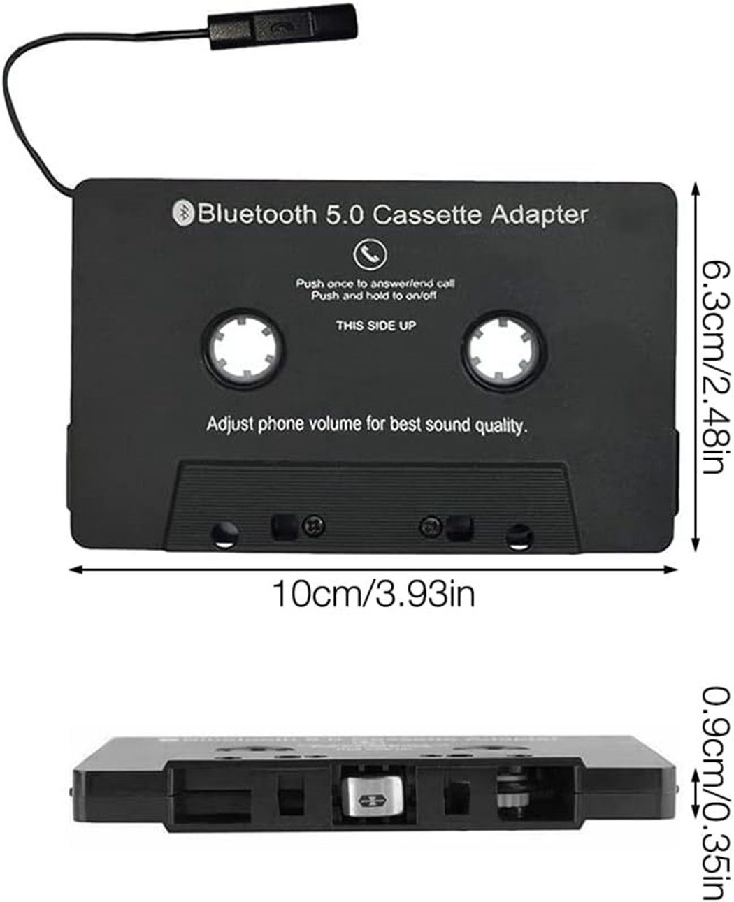 TUABUR Kassetten-Player-Adapter, Kassetten Adapter für Autoradio Car Tape, tragbarer CD-Player