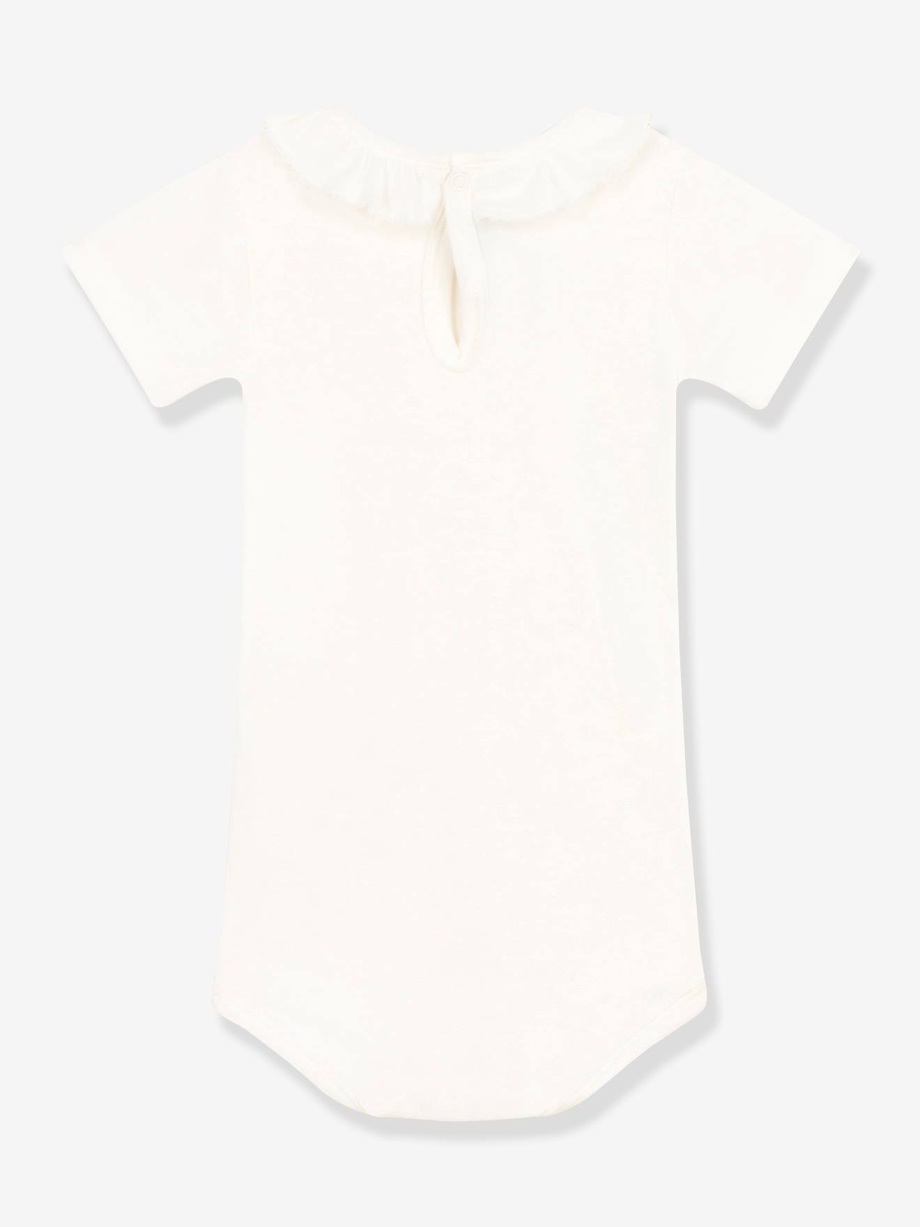Petit Bateau Baby Kurzarm-Body mit Kragen PETIT BATEAU, Bio-Baumwolle - weiß