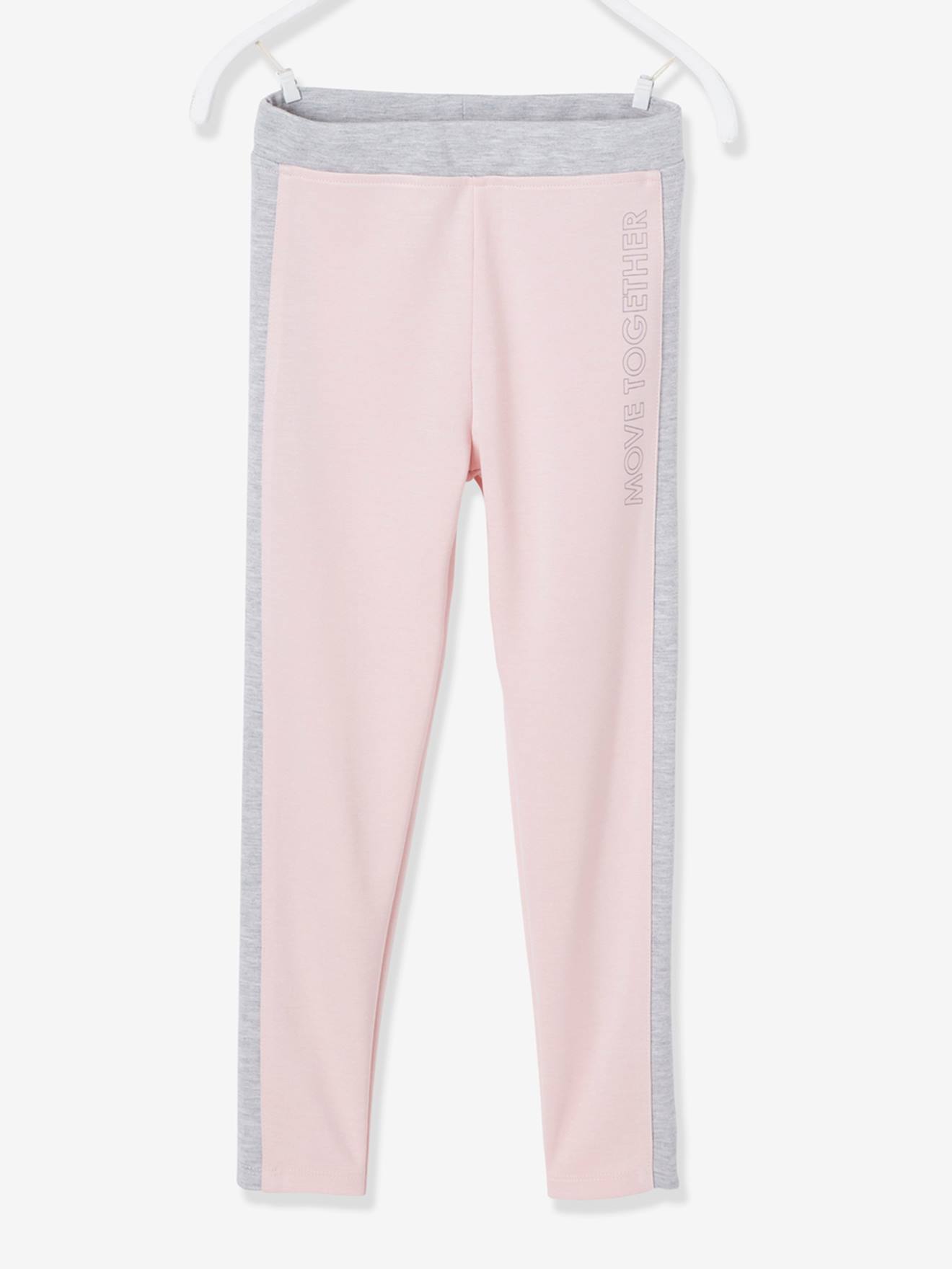 Legging de sport fille bandes côtes gris chiné