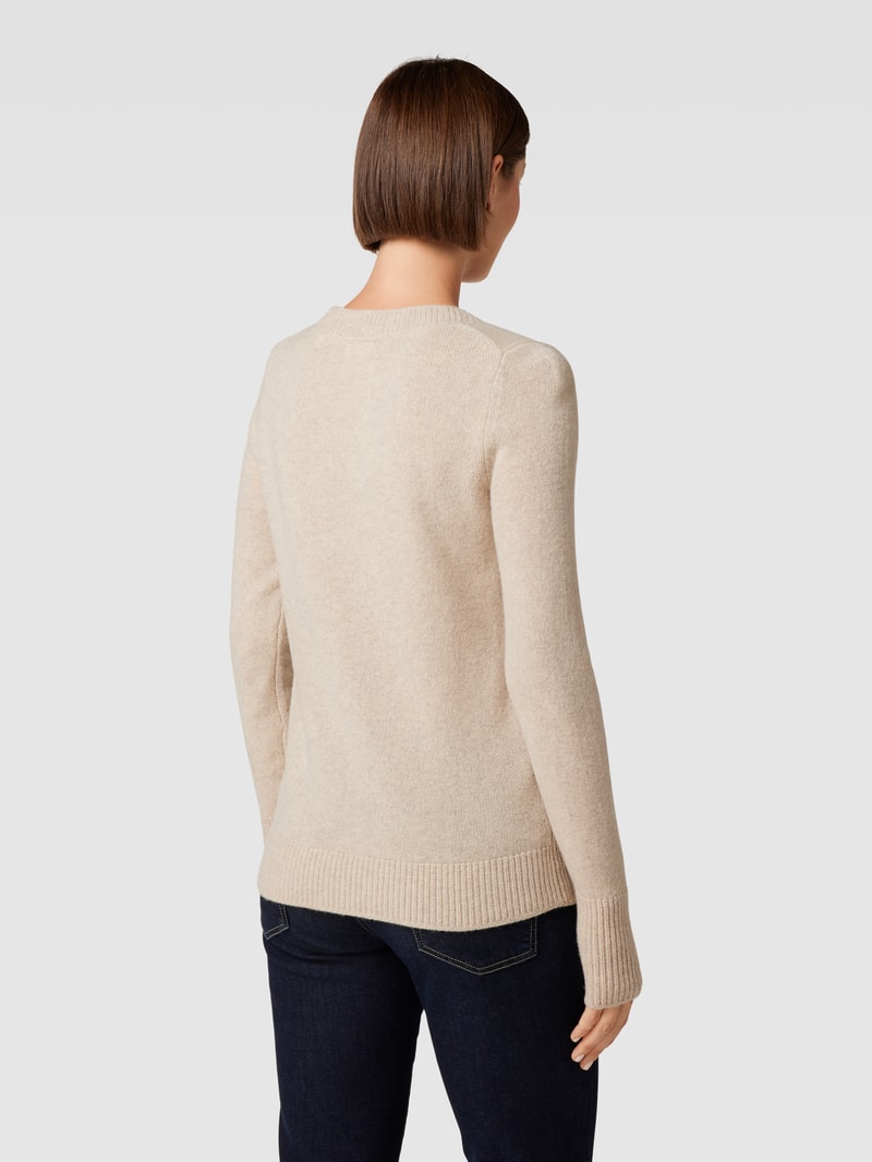Strickpullover mit Rundhalsausschnitt in beige meliert