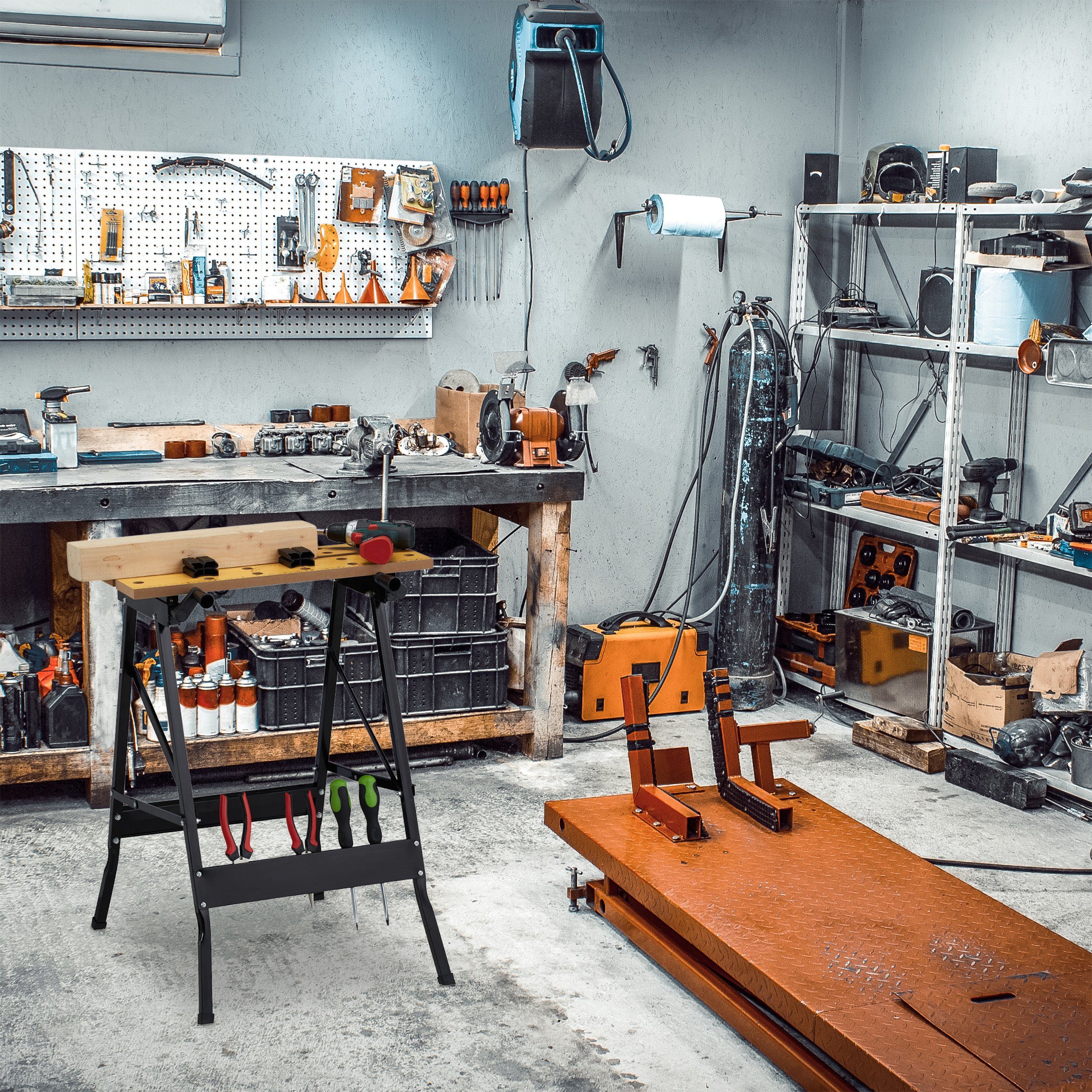 relaxdays Werkbank Klappbare Werkbank mit Spannbacken