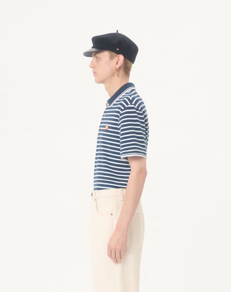 Camisa polo Valentino em algodão piqué com patch VLogo.