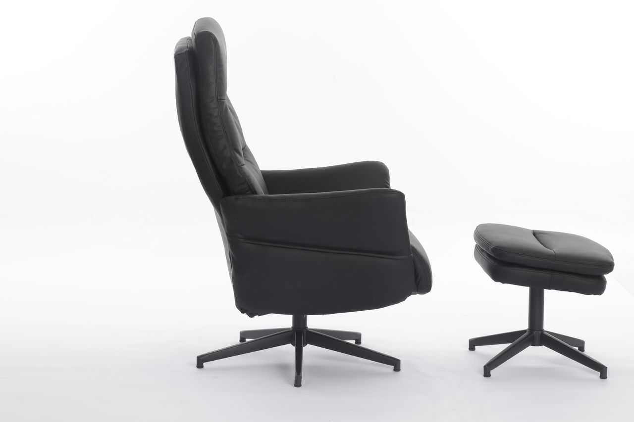 Happy Home Happy Home gepolsteter Relaxsessel mit Hocker HWP62-DGR dunkelgrau
