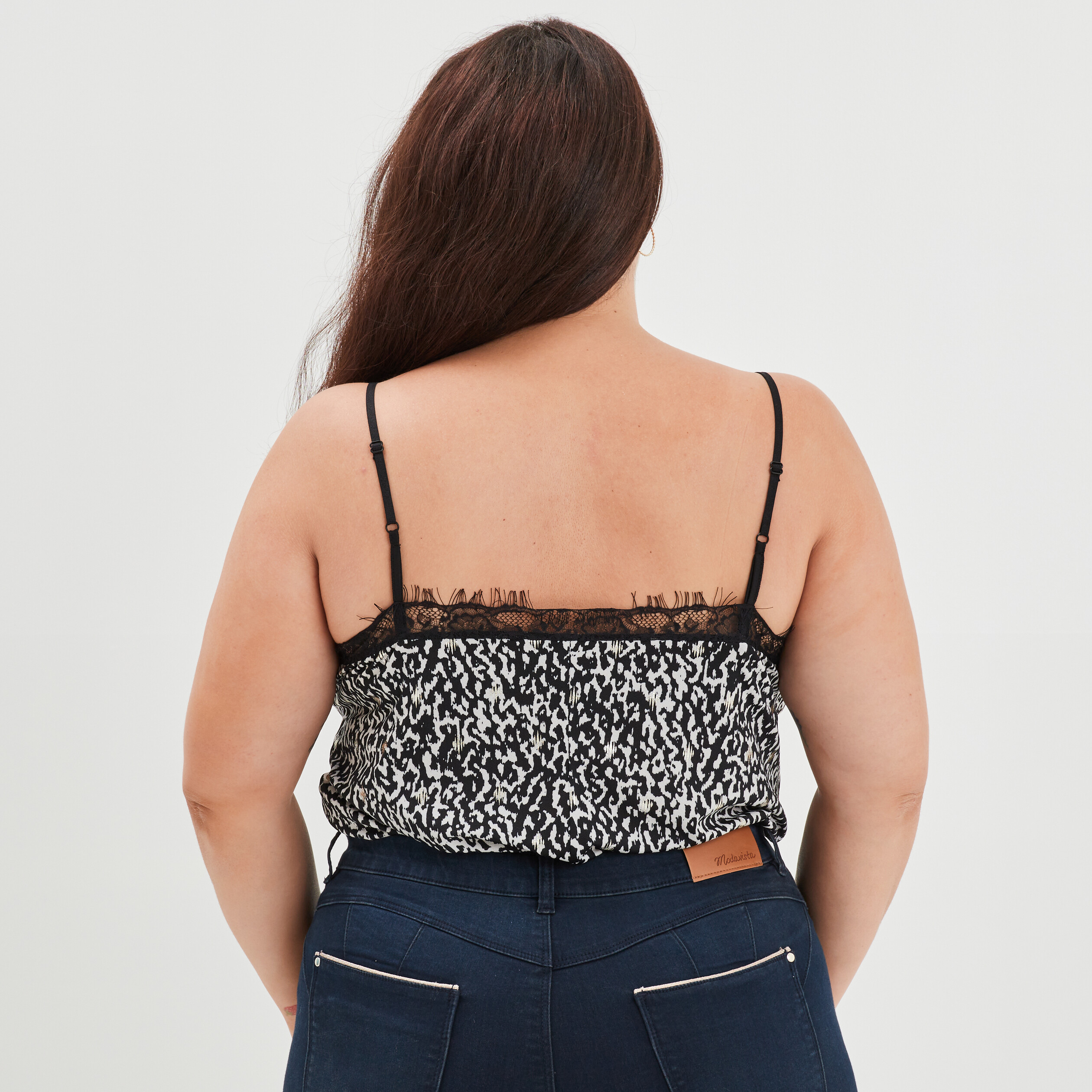 Débardeur droit avec bandes dentelle ecru femme grande taille | La Halle