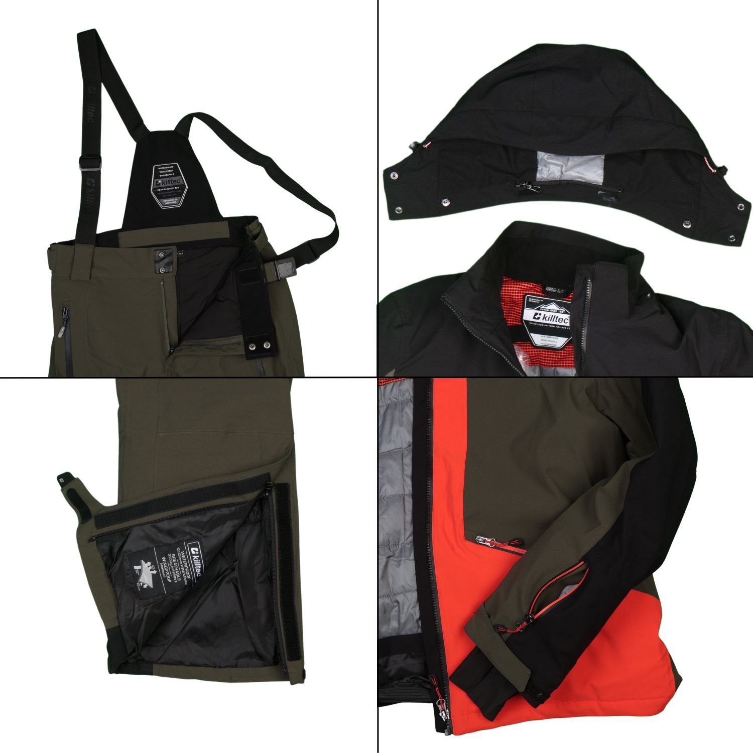 Killtec Skianzug Herren Skijacke + Skihose (orange/schwarz/grün, Gr. L)
