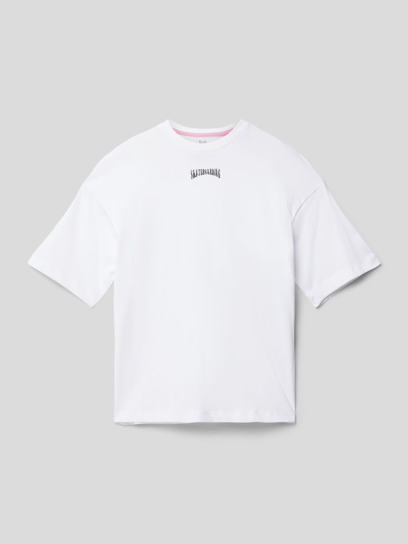 T-Shirt mit Rundhalsausschnitt Modell 'SKATER' in ecru