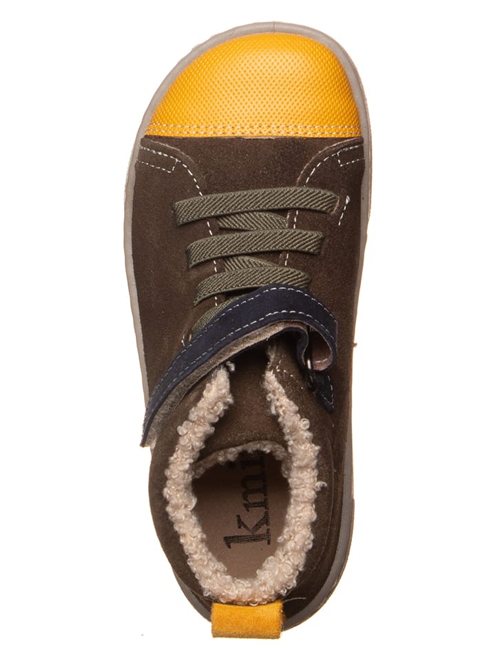 kmins Leder-Barfuß-Schnürschuh in Braun/ Gelb günstig kaufen