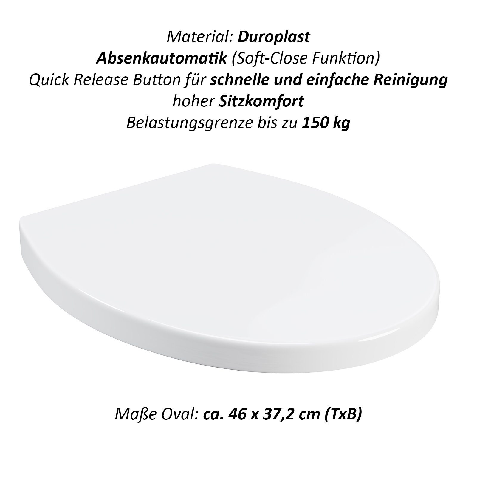 Wellgro WC-Sitz WC-Deckel Duroplast mit Absenkautomatik und Quick Release