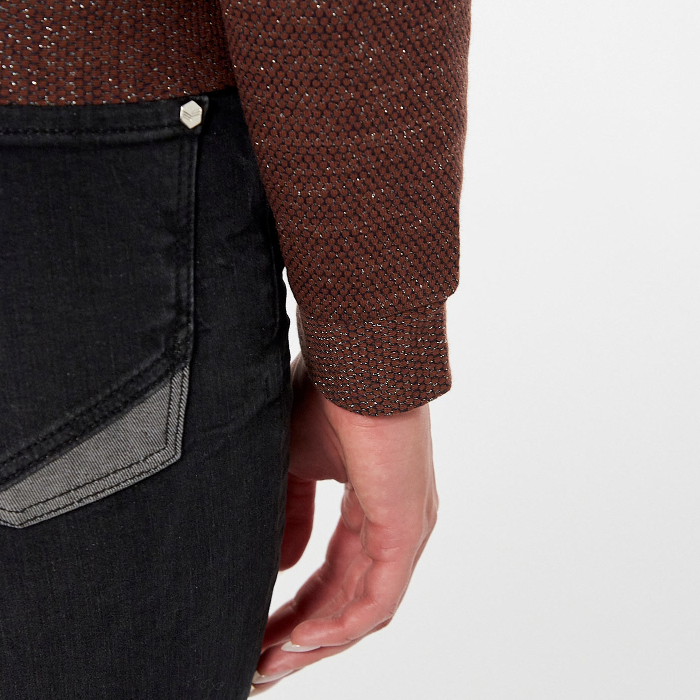 FLEXI  Pull marron pailleté Femme