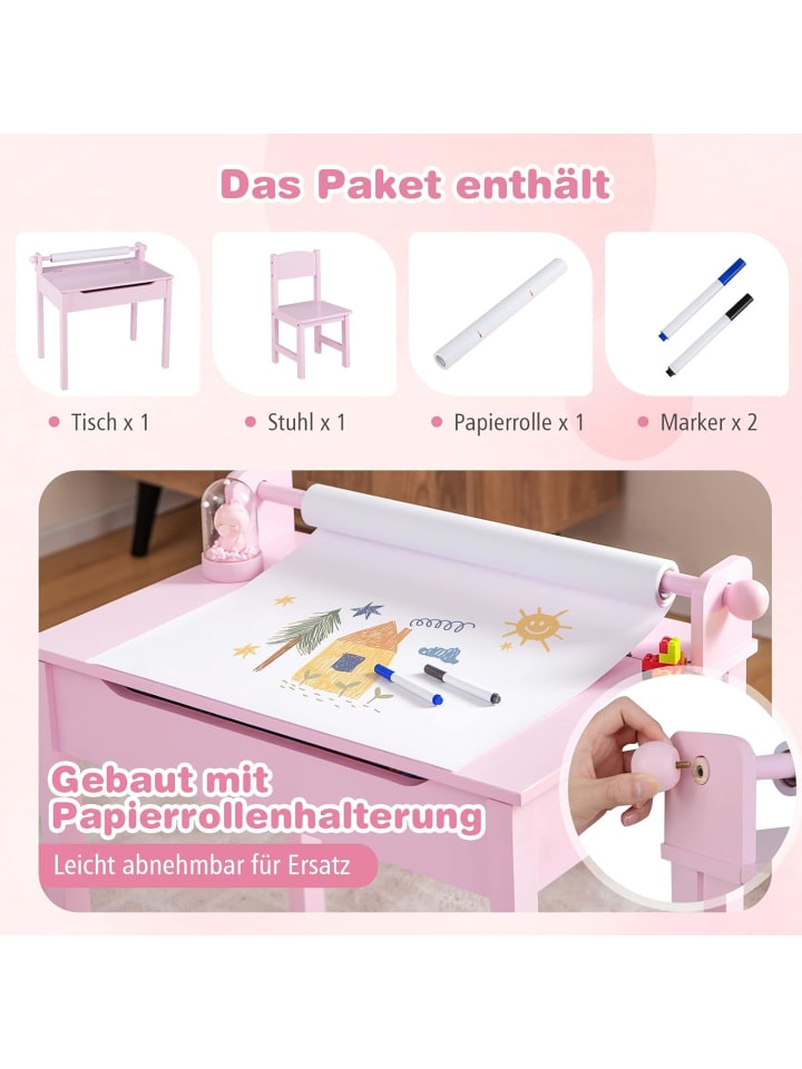 COSTWAY Schreibtisch Set ab 3 Jahren in Rosa günstig kaufen onesize