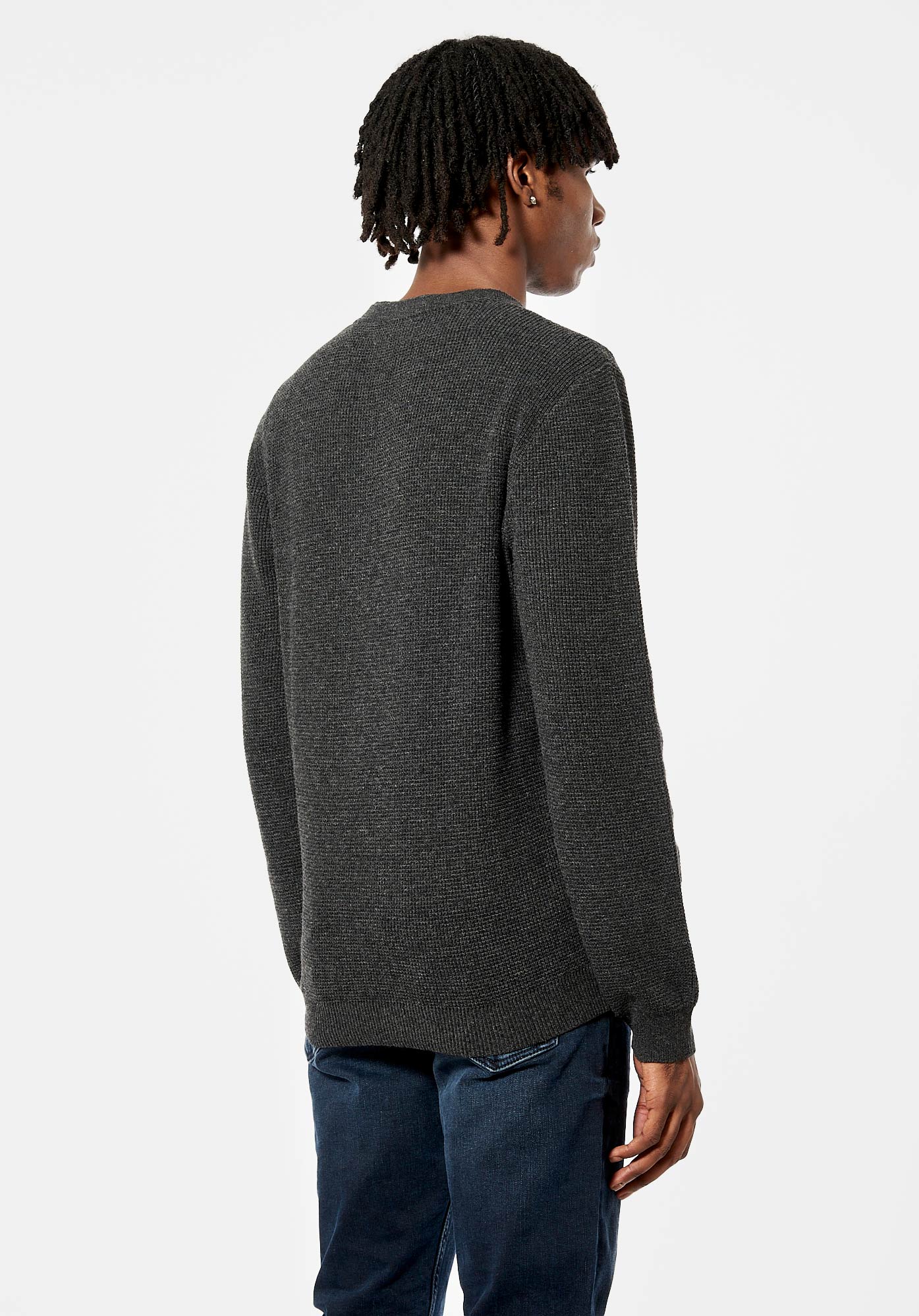 SADAK  Pull en laine gris foncé Homme