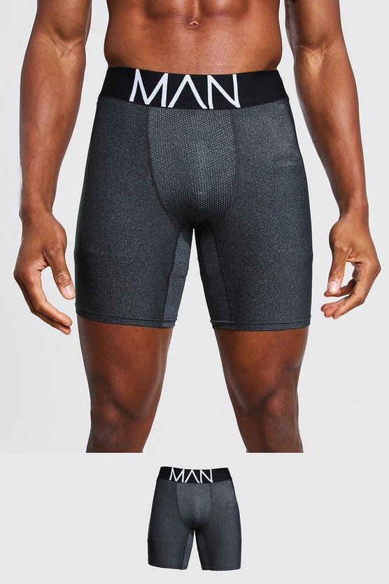 Lange Boxershorts mit Man Dash Kontrast-Naht